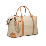 Quality, promotional recycled canvas weekend bag beige colour