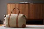 Quality, promotional recycled canvas weekend bag beige colour