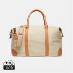 Quality, promotional recycled canvas weekend bag beige colour