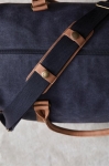 Quality, promotional recycled canvas weekend bag navy-blue colour
