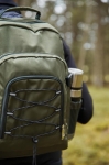 Polyester cooler backpack with multiple compartments green colour