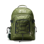 Polyester cooler backpack with multiple compartments printing view