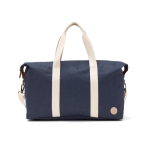 Recycled travel bag with synthetic leather details blue colour