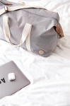 Recycled travel bag with synthetic leather details grey colour