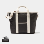 Recycled tote-style cooler bag with elegant details black colour