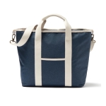 Recycled tote-style cooler bag with elegant details blue colour