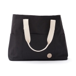 Elegant recycled beach bag with double handles black colour