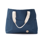 Elegant recycled beach bag with double handles blue colour