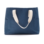 Elegant recycled beach bag with double handles blue colour