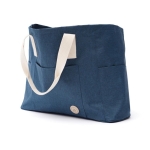 Elegant recycled beach bag with double handles blue colour