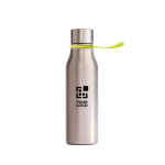 Stainless steel bottle with coloured strap, 550 ml lime colour printing view