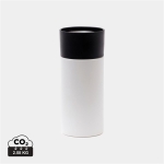 Steel thermal mug with one-hand opening, 300 ml white colour