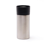 Steel thermal mug with one-hand opening, 300 ml silver colour