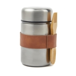 Branded steel food thermos with fork, 500 ml silver colour