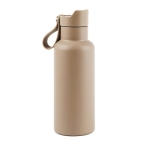 Promotional thermal bottle with handle and push-button lid, 500 ml beige colour