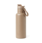 Promotional thermal bottle with handle and push-button lid, 500 ml beige colour