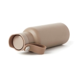 Promotional thermal bottle with handle and push-button lid, 500 ml beige colour