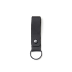 Elegant flexible vegan leather keyring with metal rivet black colour