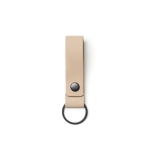 Elegant flexible vegan leather keyring with metal rivet beige colour