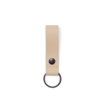 Elegant flexible vegan leather keyring with metal rivet beige colour