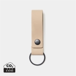 Elegant flexible vegan leather keyring with metal rivet beige colour