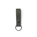 Elegant flexible vegan leather keyring with metal rivet dark green colour