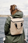Water-repellent cooler backpack in synthetic leather beige colour