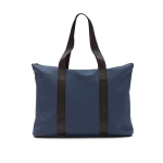 Lightweight synthetic leather handbag with zip closure blue colour