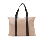 Lightweight synthetic leather handbag with zip closure beige colour
