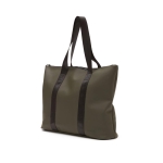 Lightweight synthetic leather handbag with zip closure dark green colour