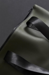 Lightweight synthetic leather handbag with zip closure dark green colour