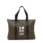 Lightweight synthetic leather handbag with zip closure dark green colour