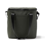 Water-resistant synthetic leather cooler bag dark green colour