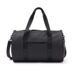 Synthetic leather sports or travel bag with shoulder strap black colour