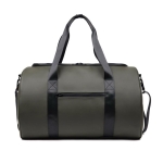 Synthetic leather sports or travel bag with shoulder strap green colour