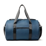 Synthetic leather sports or travel bag with shoulder strap navy-blue colour