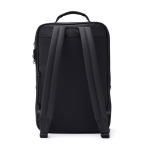Modern vegan leather travel backpack with trolley strap black colour