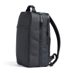 Modern vegan leather travel backpack with trolley strap black colour