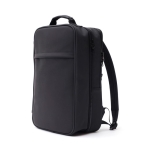 Modern vegan leather travel backpack with trolley strap black colour