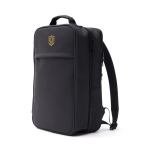 Modern vegan leather travel backpack with trolley strap black colour