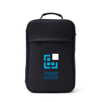 Modern vegan leather travel backpack with trolley strap black colour