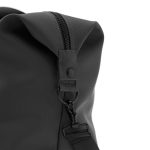 Branded water-repellent travel bag with shoulder strap black colour