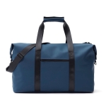 Branded water-repellent travel bag with shoulder strap blue colour