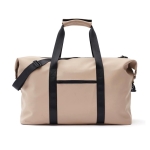Branded water-repellent travel bag with shoulder strap beige colour