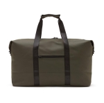 Branded water-repellent travel bag with shoulder strap dark green colour