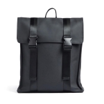 Water-repellent vegan leather travel backpack black colour