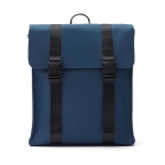 Water-repellent vegan leather travel backpack blue colour