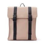 Water-repellent vegan leather travel backpack beige colour