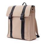 Water-repellent vegan leather travel backpack beige colour