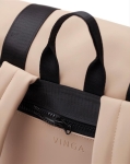 Water-repellent vegan leather travel backpack beige colour